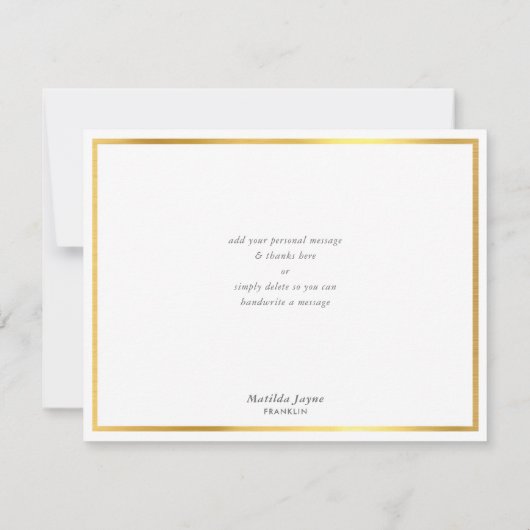 コーラルピンクモダンのはっきりした金ゴールドをブロック サンキューカード (裏面)