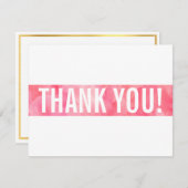 コーラルピンクモダンのはっきりした金ゴールドをブロック サンキューカード (正面/裏面)