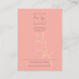 コーラルピンクリーフソーシャルQRジュエリーディスプレイカード コーリングカード