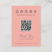コーラルピンクリーフソーシャルQRジュエリーディスプレイカード コーリングカード (裏面)