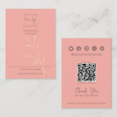 コーラルピンクリーフソーシャルQRジュエリーディスプレイカード コーリングカード (正面/裏面)