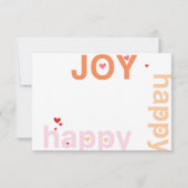 コーラルピンクレッドフローラモダンタイポグラフィ 出欠カード (裏面)