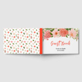コーラルピンクレッドローズフローラ結婚ズ ゲストブック (全面)
