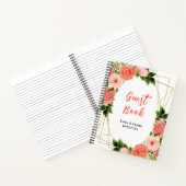コーラルピンクレッドローズ結婚フローラズゲストブック ノートブック (内部)