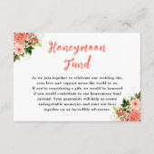 コーラルピンクレッドローズ結婚フローラズハネムーンファンド エンクロージャーカード (正面)