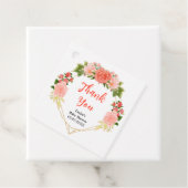 コーラルピンクレッドローゼスフローラベビーシャワーありがとう フェイバータグ (インサイチュ)