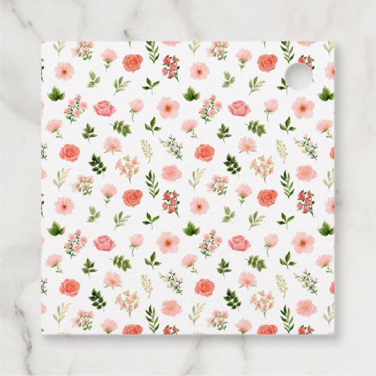 コーラルピンクレッドローゼスフローラベビーシャワーありがとう フェイバータグ (裏面)