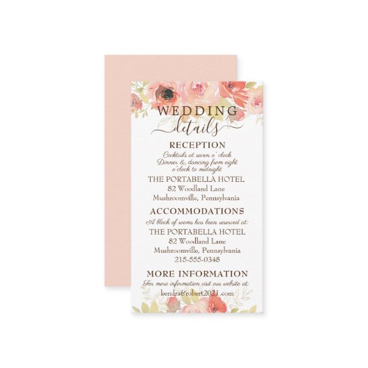 コーラルピンクローズと離れ金ゴールドの詳細E エンクロージャーカード (正面/裏面インサイチュ)