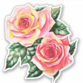 コーラルピンクローズアンドジェイドグリーン離れズ シール (正面)