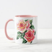 コーラルピンクローズアンドジェイドグリーン離れズ マグカップ (左)