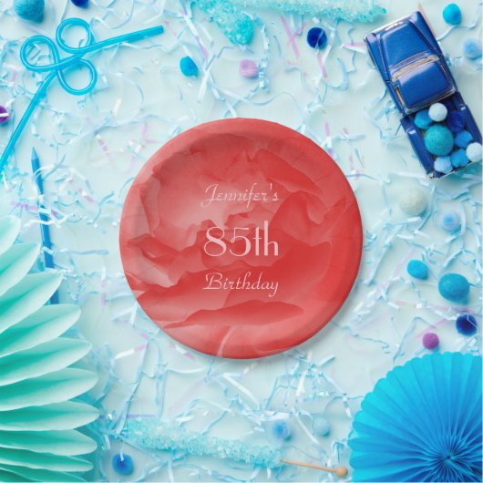 コーラルピンクローズフローラ名85thバースデーパーティー ペーパープレート (パーティー)