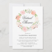 コーラルピンクローズリースバーチャルブライダルベビーシャワー 招待状 (正面)