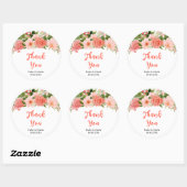 コーラルピンクローズ結婚フローラサンキュー ラウンドシール (シート)