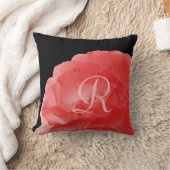 コーラルピンクローズ花びらモノグラム16インチ角枕 クッション (ブランケット)