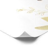 コーラルピンクローズ葉金ゴールドの結婚フローラ ポスター (角)