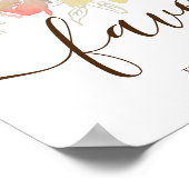 コーラルピンクローズ&金ゴールドリーフ結婚式の引き出物サイン ポスター (角)