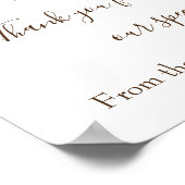 コーラルピンクローズ&金ゴールドリーフ結婚式の引き出物サイン ポスター (角)