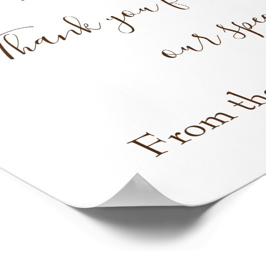 コーラルピンクローズ&金ゴールドリーフ結婚式の引き出物サイン ポスター (角)