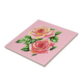 コーラルピンクローゼズウィズジェドグリーン離れ タイル (側面)