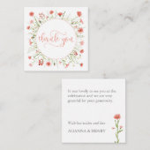 コーラルピンクワイルドフラワーパーソナライズされたありがとう ノートカード (正面/裏面)