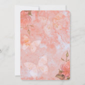 コーラルピンクヴィンテージバタフライバラエレガントウェディング 招待状 (裏面)