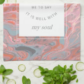 コーラルピンク大理石クリスチャン賛美歌キッチンタオル キッチンタオル (折り畳み)