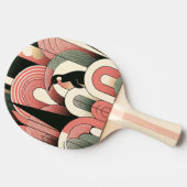 コーラルピンク幾何抽象芸術アールデコペンギン 卓球ラケット (横)