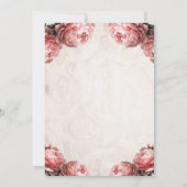 コーラルピンク牡丹の花素朴ヴィンテージ結婚ズ 招待状 (裏面)