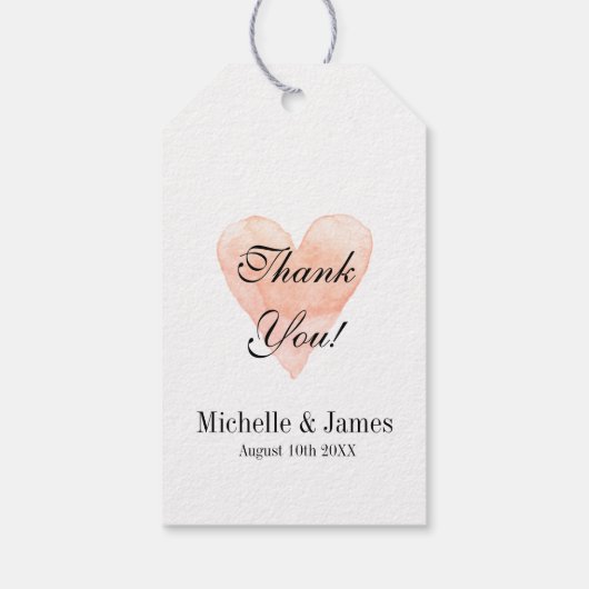 コーラルピンク結婚ハートの感謝していお気に入りのギフトラベル ギフトタグ (裏面)