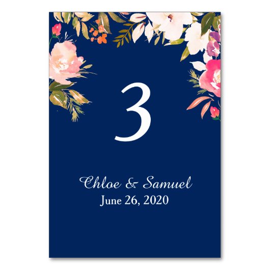 コーラルピンク縁ど結婚フローラ テーブルナンバー (正面)