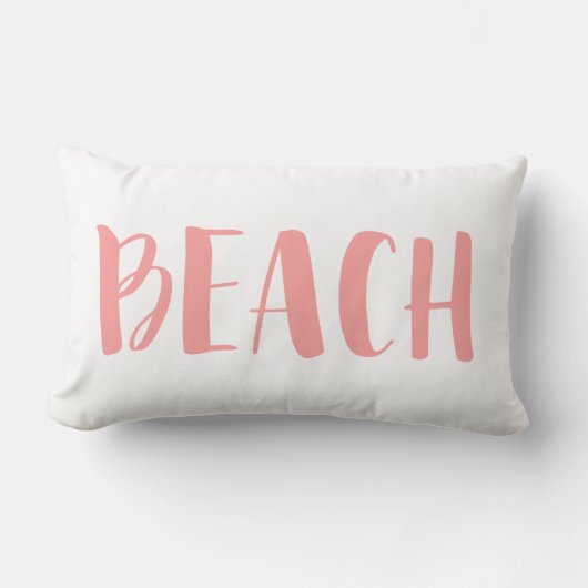 コーラルピンク航海のストライプビーチハウス ランバークッション (正面)