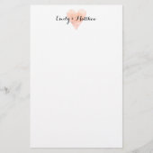 コーラルピンク色のハート結婚の文房具 便箋 (正面)