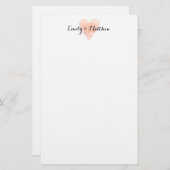 コーラルピンク色のハート結婚の文房具 便箋 (正面/裏面)