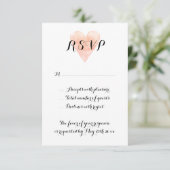 コーラルピンク色のハートRSVP結婚のカード 出欠カード (スタンド正面)