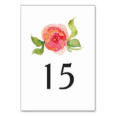 コーラルピンク色のフローラ結婚テーブル番号 テーブルナンバー (裏面)