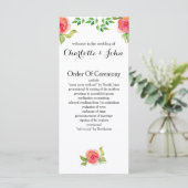 コーラルピンク色のフローラ結婚式 プログラム (スタンド正面)