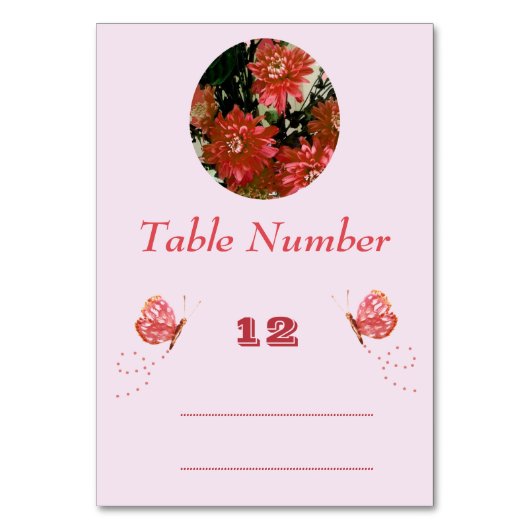 コーラルピンク蝶カントリーフローラ テーブルナンバー (正面)