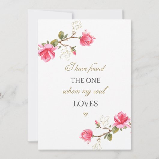 コーラルピンク金ゴールドマグノリアフローラ写真 セーブザデート (裏面)