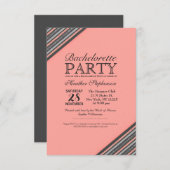 コーラルピンク&グリッターストライプズ 招待状 (正面/裏面)