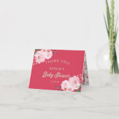 コーラルピンク&グリーンフローラ赤ちゃんシャワーありがとう ノートカード (正面)