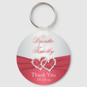 コーラルピンク&グレー結婚式の引き出物キーチェーン キーホルダー (正面)