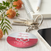 コーラルピンク&グレー結婚式の引き出物キーチェーン キーホルダー (側面)