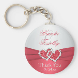 コーラルピンク&グレー結婚式の引き出物キーチェーン キーホルダー