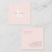 コーラルピンク&グレー |モノグラモダンムプロフェッショナル スクエア名刺 (正面/裏面)