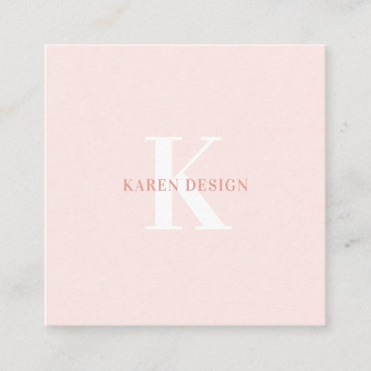 コーラルピンク&グレー |モノグラモダンムプロフェッショナル スクエア名刺 (正面)