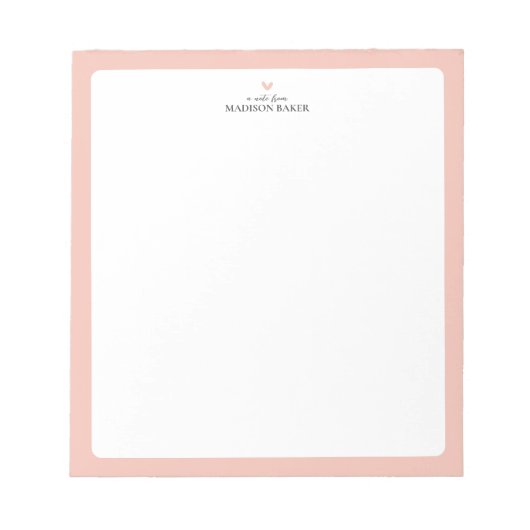 コーラルピンク |メモシンプル帳パーソナライズされたハート ノートパッド (正面)