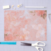 コーラルピンク ヴィンテージ バタフライ ローズ ブライダルシャワー 薄葉紙 (クラフト)