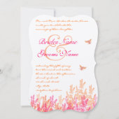 コーラルピンク(昆虫)マルハナバチワイルドフラワー結婚式招待状 招待状 (正面)
