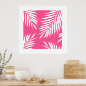 コーラルピンク、白アクリルパーム葉 ポスター (キッチン)