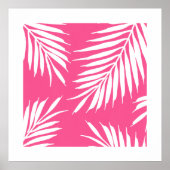 コーラルピンク、白アクリルパーム葉 ポスター (正面)